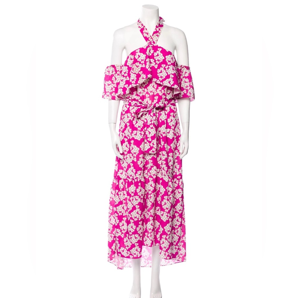 Borgo De Nor Size 6 • Pink Floral Halter Off The Shoulder Long Dress.